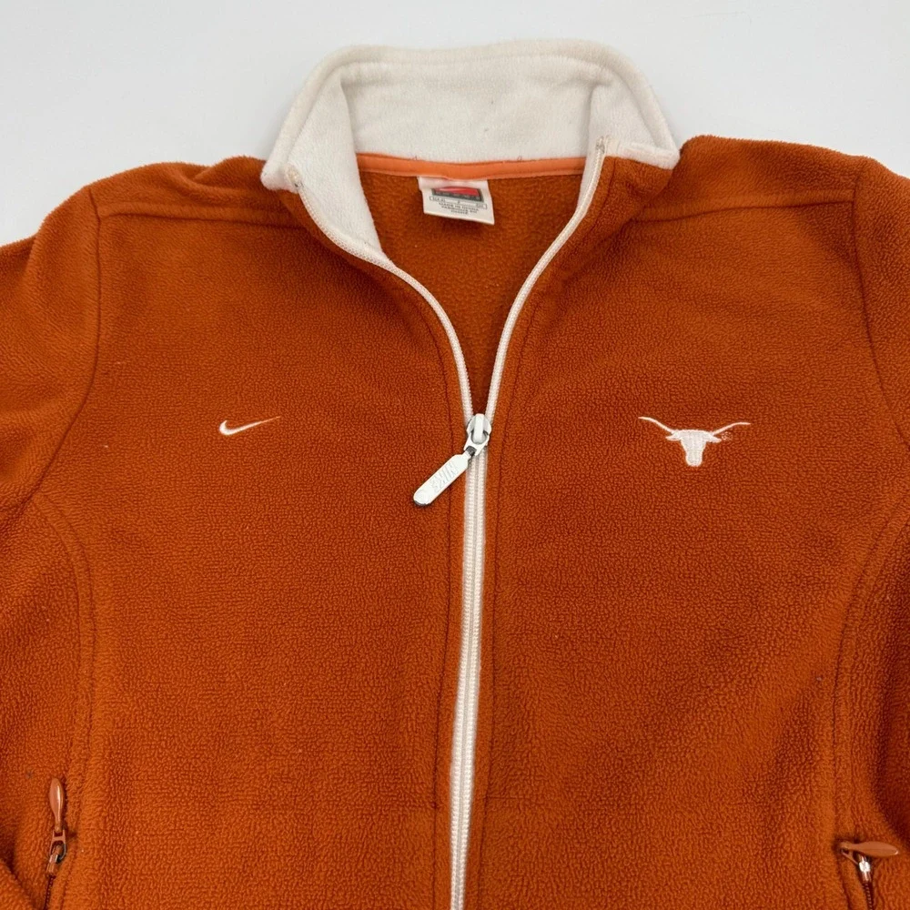 Vintage Nike Team Texas Longhorns Fleece Jacket Full Zip Womens Small S Orange‎